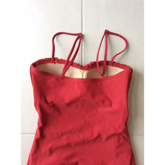 No Brand Swim One Piece Swimsuit Pleated Ruched Swimwear Rust - Picture 6 of 8